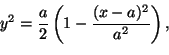 \begin{displaymath}
y^2=\frac{a}{2}\left(1-\frac{(x-a)^2}{a^2}\right),
\end{displaymath}