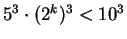 $ 5^3\cdot (2^k)^3<10^3$