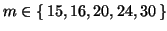 $m\in\{\,15,16,20,24,30\,\}$